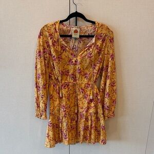 FARM Rio Yellow and Pink Floral Dress